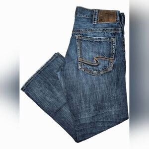 Silver Men's Gordie Relaxed Fit Straight Leg 5 Pocket Jeans Indigo Size 34 X 30